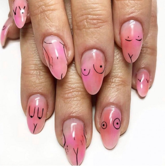 27 Feminist Nail Designs — Ombre Pink Feminist Nails