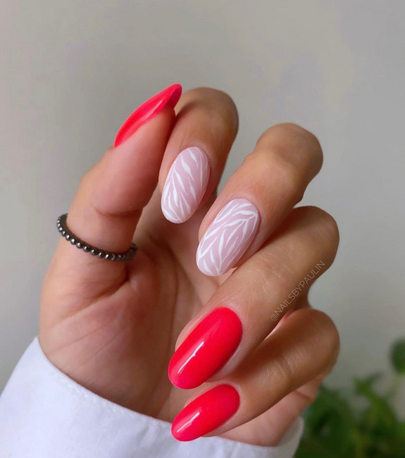 30 Summer Red Nails — White Leave Red Nails