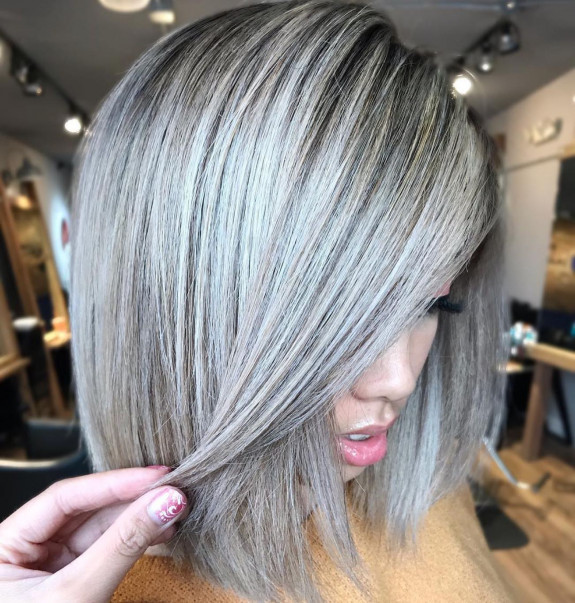 28 Granny Grey Hair Color Ideas — Ash Silver Blonde Bob