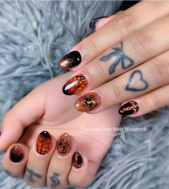 40 Halloween Nails in 2022 — Orange Spooky Halloween Nails