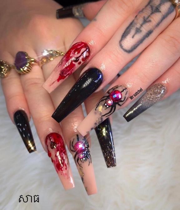 40 Halloween Nails in 2022 — Black and Nude Halloween Nails