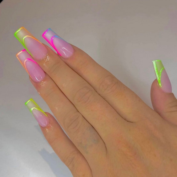 38 French Tip Nails For Summer 2022 — Different Neon French Tip Nails