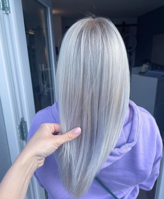 28 Granny Grey Hair Color Ideas — Silver Hair Color Medium Length