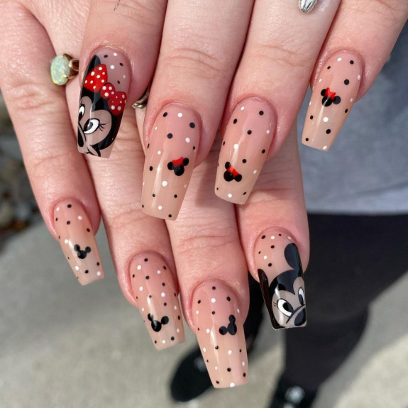 32 Cute Minnie Mouse Nail Ideas — Minnie & Mickey Ballerina Nails