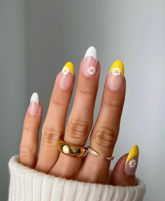 38 French Tip Nails For Summer 2022 — White and Yellow French Tip Nails