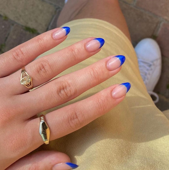 38 French Tip Nails For Summer 2022 — Blue French Tip Nails