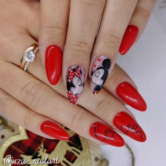 32 Cute Minnie Mouse Nail Ideas — Red Minnie & Mickey Mouse Nails