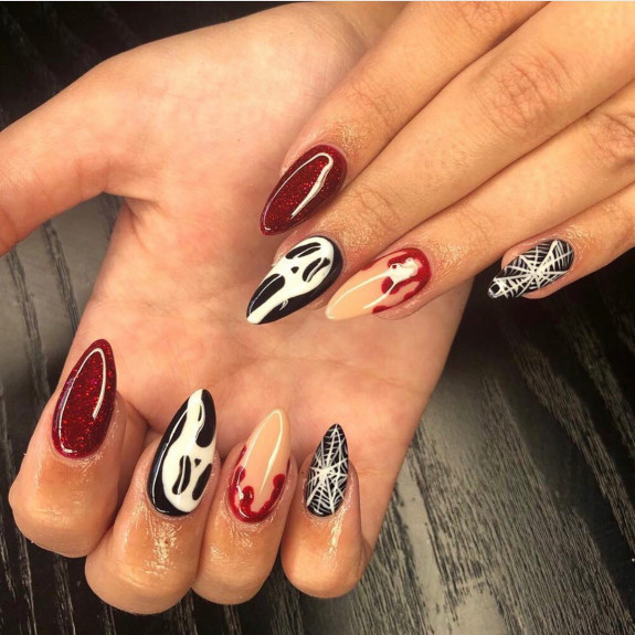 40 Halloween Nails in 2022 — Scream Face, Cobweb & Red Drip Nails