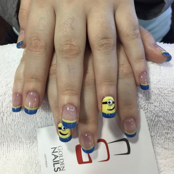 31 Cute Minion Nails — French Tip Minion Nails