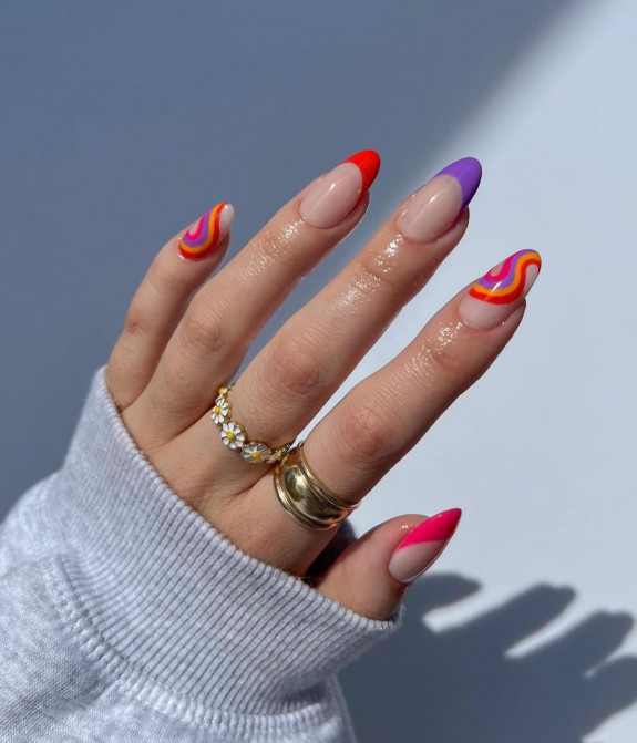 40 August Nail Designs — Orange and Purple Nails