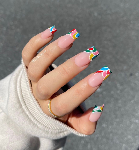 38 French Tip Nails For Summer 2022 — Colorful Tip Nails