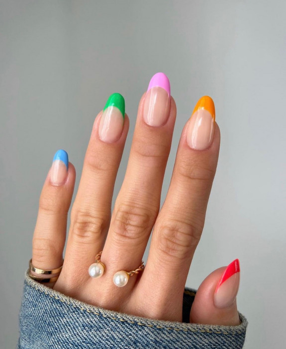 38 French Tip Nails For Summer 2022 — Colored French Tip Nails