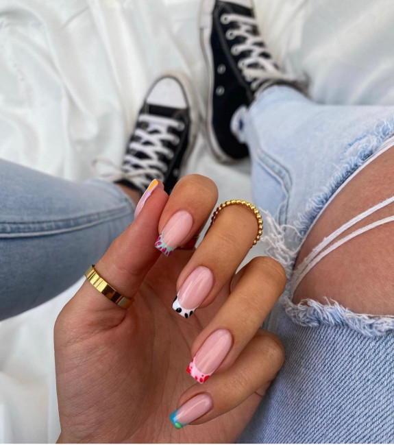 38 French Tip Nails For Summer 2022 — Animal Print Nails