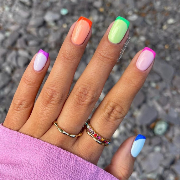 38 French Tip Nails For Summer 2022 — Different Two-Toned French Tip Nails Each Nails