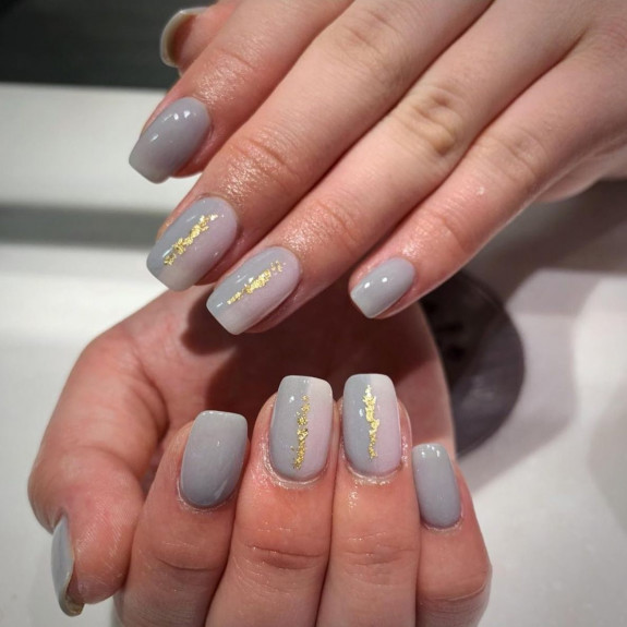 Gray Nail Designs For Half Gray Half Nude Nails