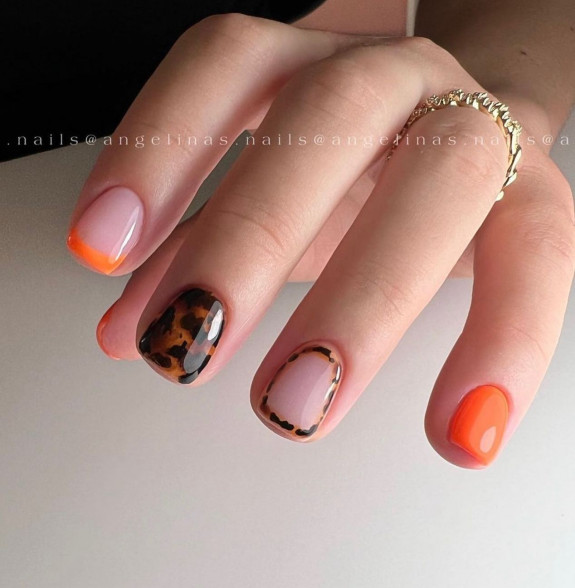 40 Trendy Fall Nails in 2022 — Orange and Tortoiseshell Nails