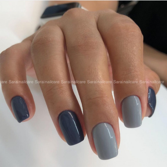 40 Trendy Fall Nails in 2022 — Blue Grey Tone Nails