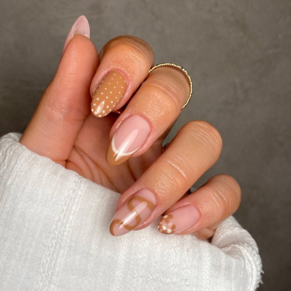 30 Stylish Fall Nail designs — Latte Tone Fall Nails