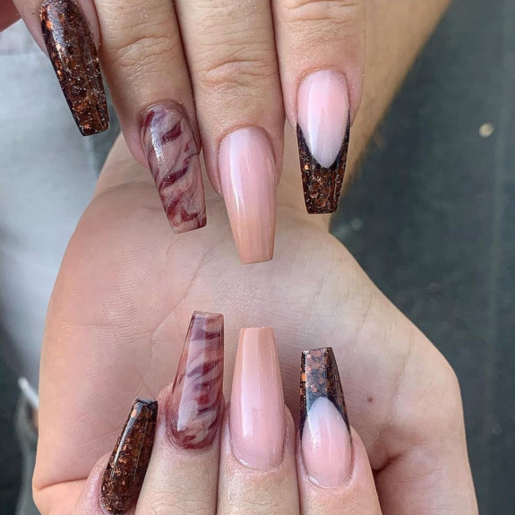 40 Trendy Fall Nails in 2022 — Mix and Match Marble Nails