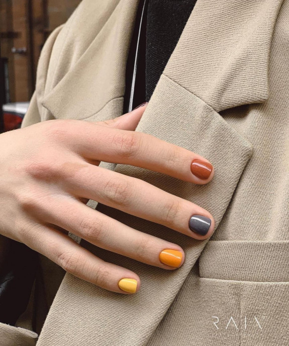 30 Stylish Fall Nail designs — Fall Skittle Short Nails