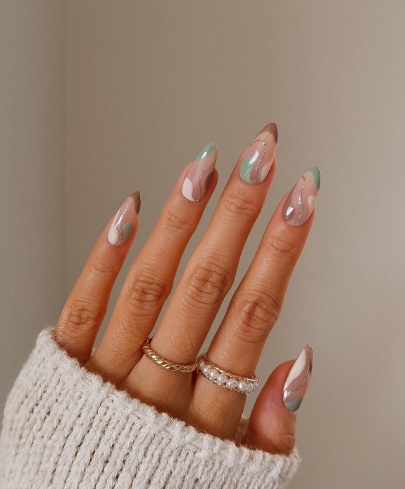 40 Trendy Fall Nails in 2022 — Neutral Swirl Nails