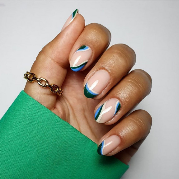 40 Trendy Fall Nails in 2022 — Blue and Green Nails