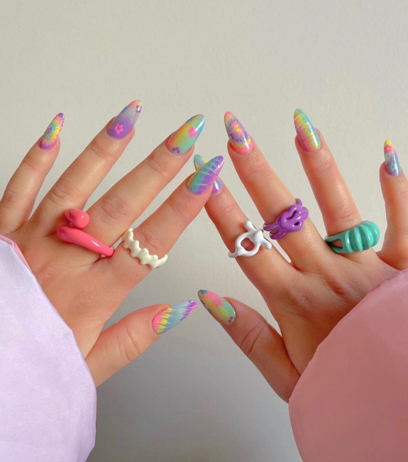 30 Psychedelic Nail Designs — Funky Pastel Nails