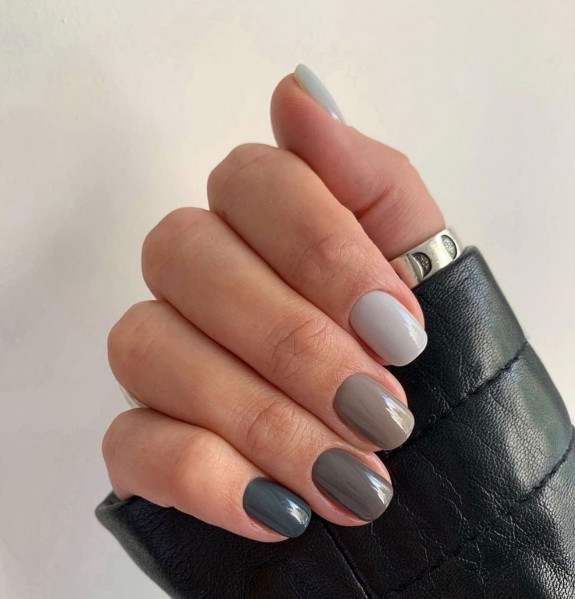 35 Gray Nail Designs For 2022 — Gradient Grey Nails