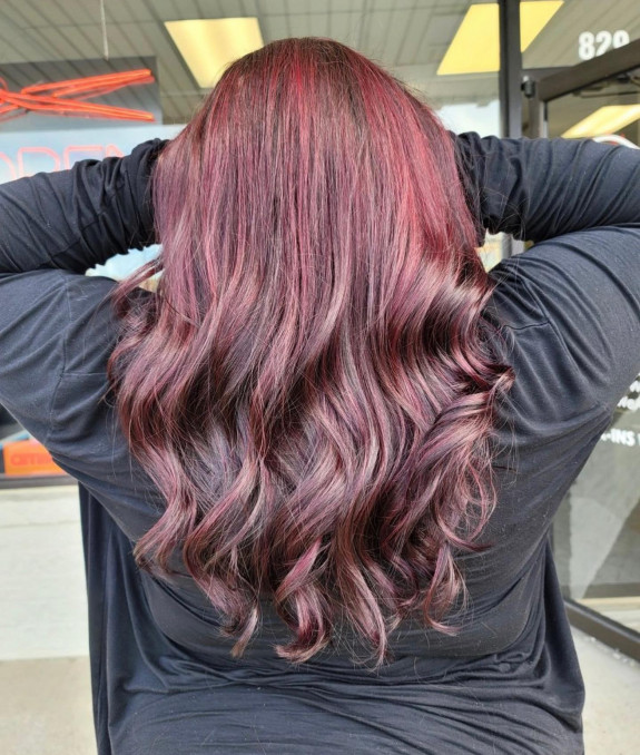 30 Black Cherry Hair Color Ideas — Swirly Black Cherry Hair