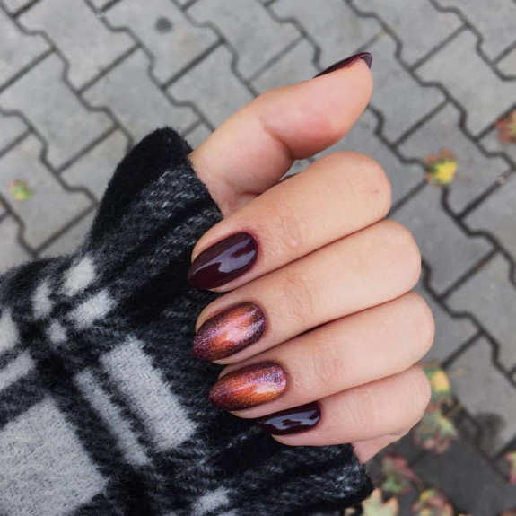 30 Stylish Fall Nail designs — Burnt Orange + Grape Tone Nails