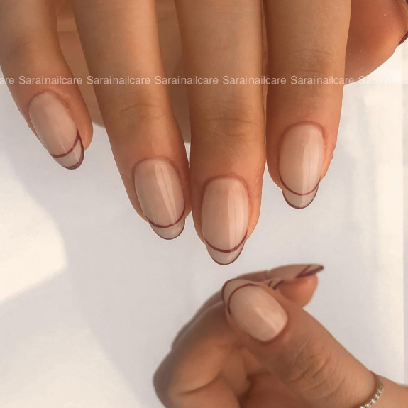 40 Trendy Fall Nails in 2022 — Brown Double French Nails