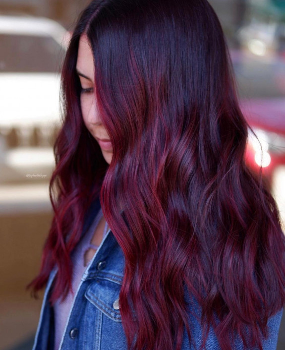 30 Black Cherry Hair Color Ideas — Lob Haircut