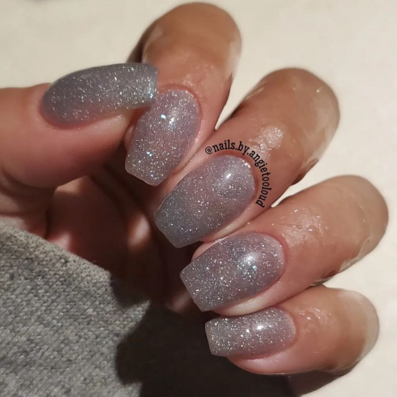 35 Gray Nail Designs For 2022 — Shimmery Tapered Square Nails