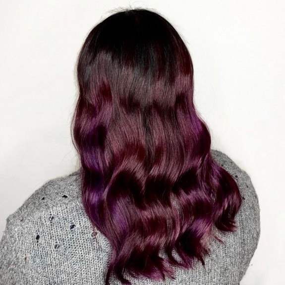 30 Black Cherry Hair Color Ideas — Purple Black Cherry Balayage Hair