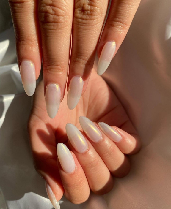 21 Glazed Donut Nails — Sheer Almond Nails