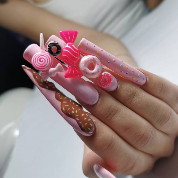 25 Donut Nail Art Designs — Acrylic Extra Long Donut Nails