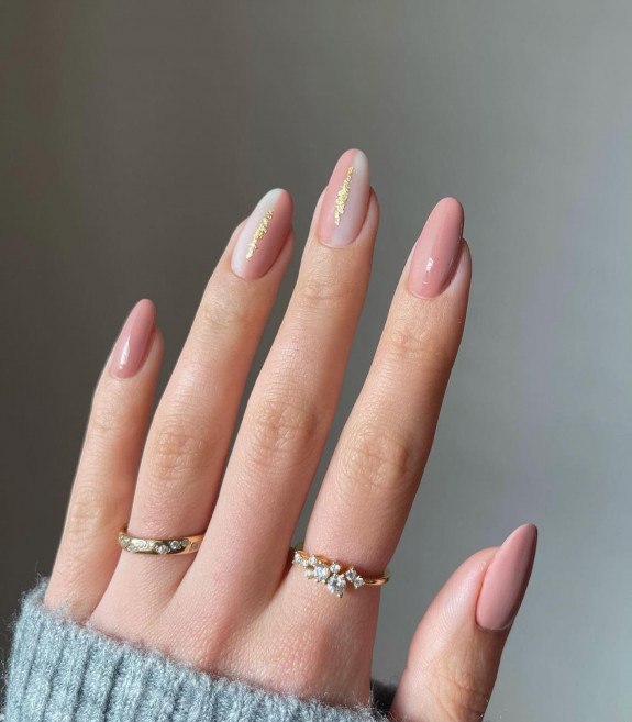 30 Stylish Fall Nail designs — Half Nude Half Pink Nails