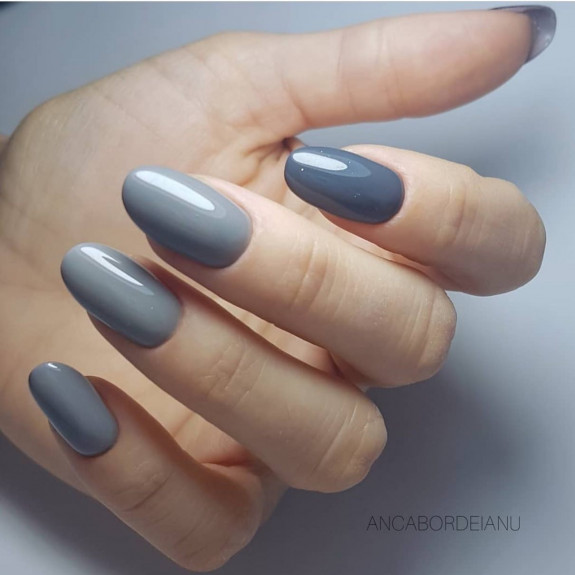 35 Gray Nail Designs For 2022 — Gray Polish Oval Nails