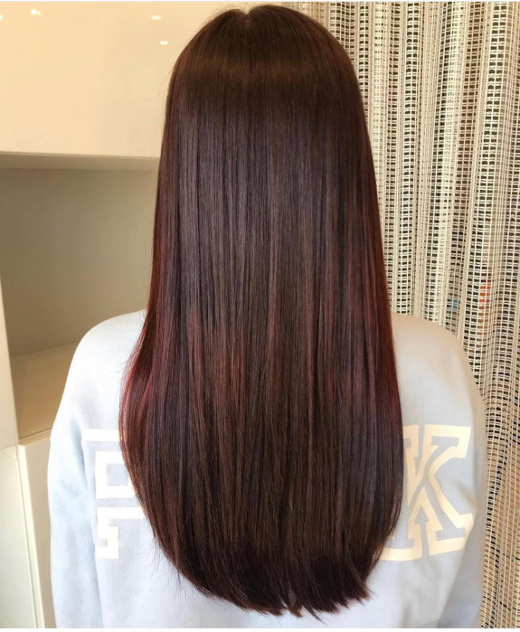 30 Black Cherry Hair Color Ideas — Smooth Long Hair