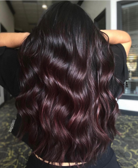 30 Black Cherry Hair Color Ideas — Subtle Cherry Tone Black Hair