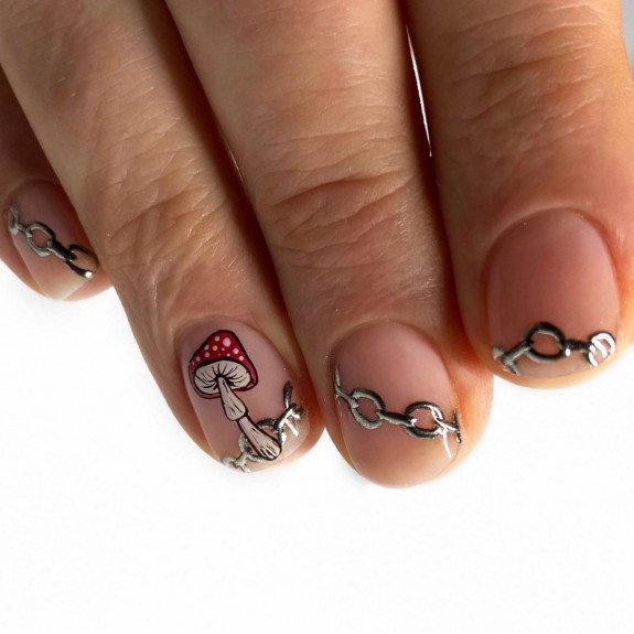 30 Mushroom Nail Designs — Mushroom + Chains