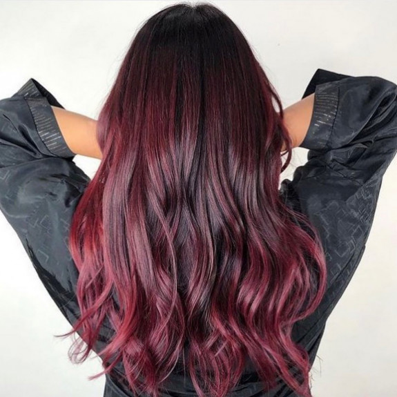 30 Black Cherry Hair Color Ideas — Black Cherry Glossy Long Hair