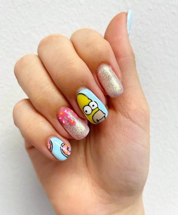 25 Donut Nail Art Designs — Simpson, Donut and Glitter Nails