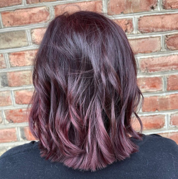 30 Black Cherry Hair Color Ideas — Ombre Cherry Cola Lob Haircut