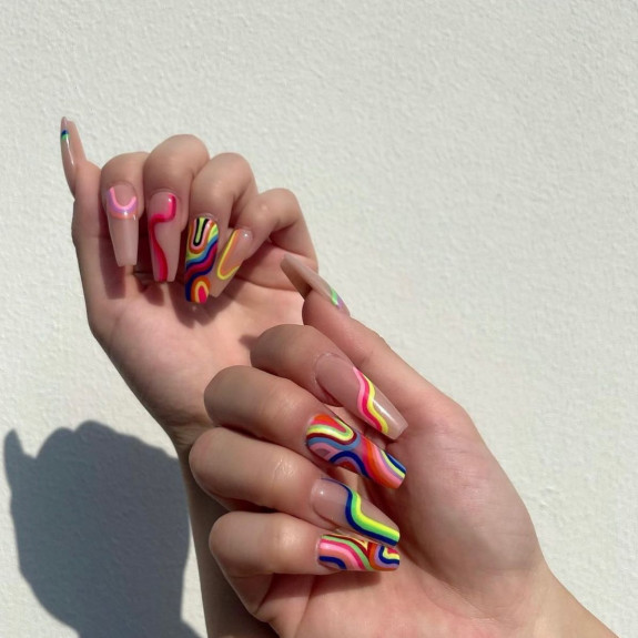 30 Psychedelic Nail Designs — Rainbow Hippie Nails