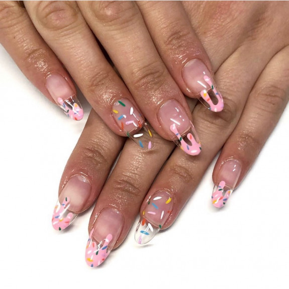 25 Donut Nail Art Designs — Clear Donut & Sprinkle Nails