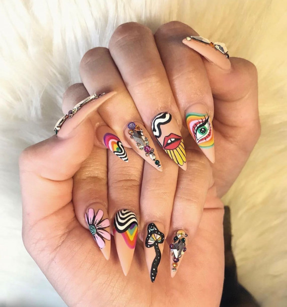 30 Psychedelic Nail Designs — Hippie Stiletto Nails