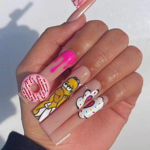 25 Donut Nail Art Designs — The Simpsons + 3D Donut Nails