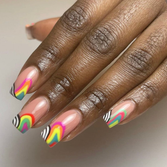 30 Psychedelic Nail Designs — Rainbow and Zebra Tip Nails