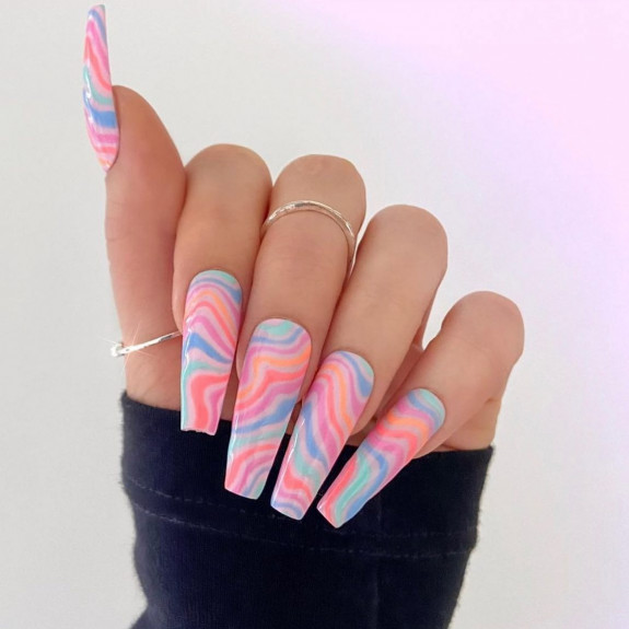 30 Psychedelic Nail Designs — Pastel Psychedelic Nails